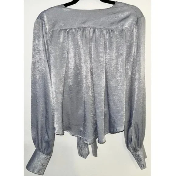 Free People Party Crasher Long Sleeve Top, Sky Blue, Size XS - Picture 5 of 6